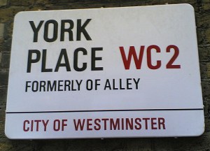 york place of alley sign