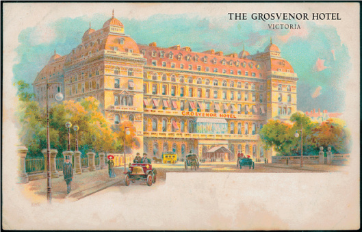 A vintage postcard of the Grosvenor.