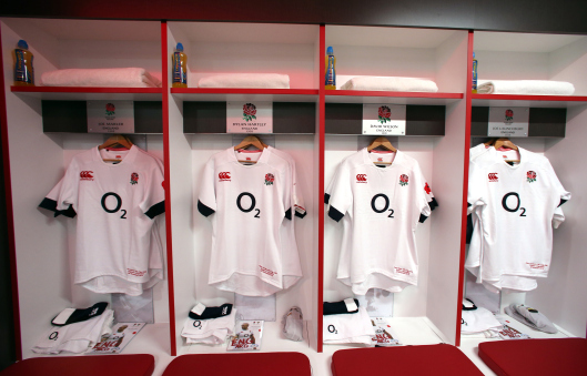 England jerseys in the dressing room